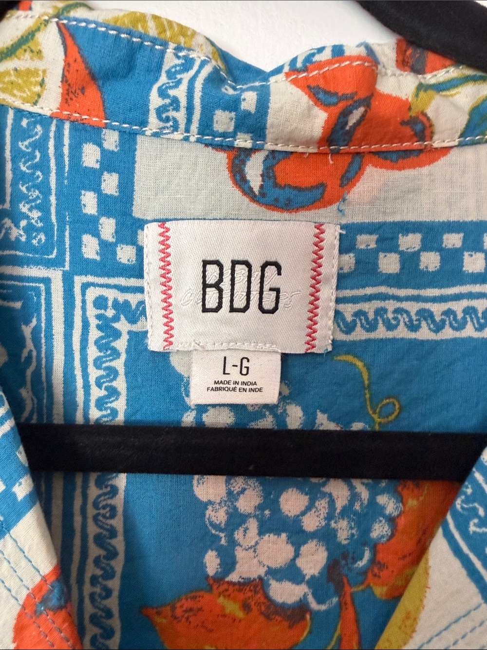 BDG Blue Multi Fruit Print Button-Down Shirt - Picture 2 of 5